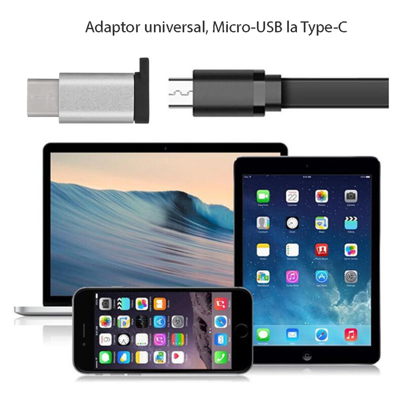Convertor Micro-USB - Type-C- Argintiu