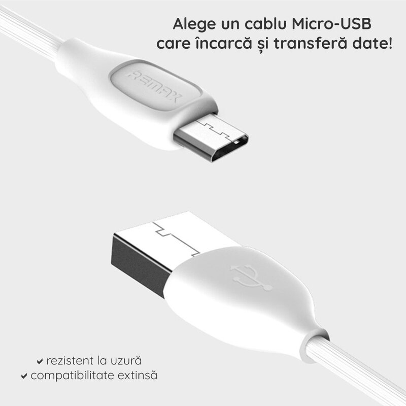 Cablu de date Micro USB Remax Lesu RC-050m Alb