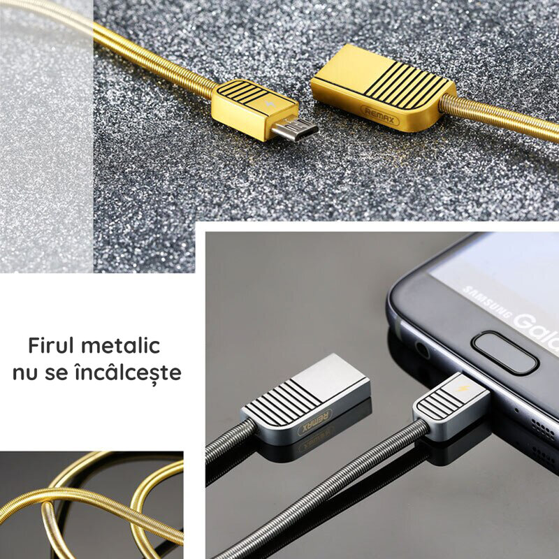 Cablu de date Micro USB Remax Linyo RC-088m - Auriu