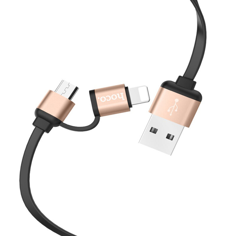 Cablu de date Lightning/Micro-USB Hoco Resilient U23 1.2M 2.0A - Auriu