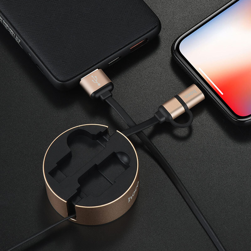 Cablu de date Lightning/Micro-USB Hoco Resilient U23 1.2M 2.0A - Auriu