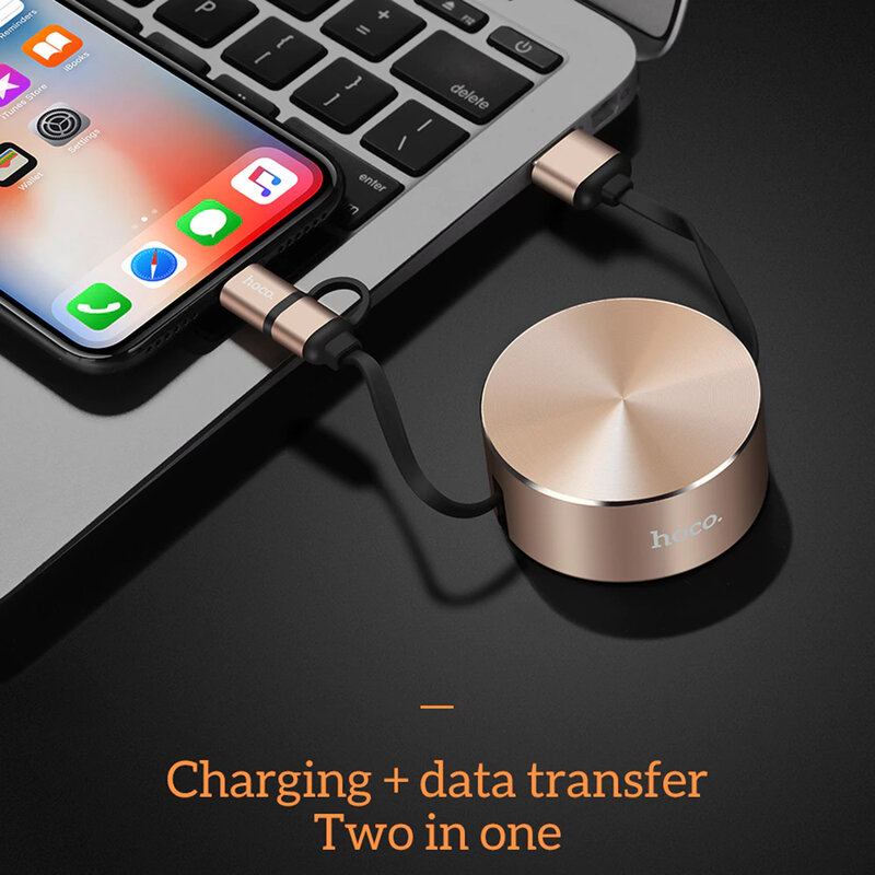 Cablu de date Lightning/Micro-USB Hoco Resilient U23 1.2M 2.0A - Auriu