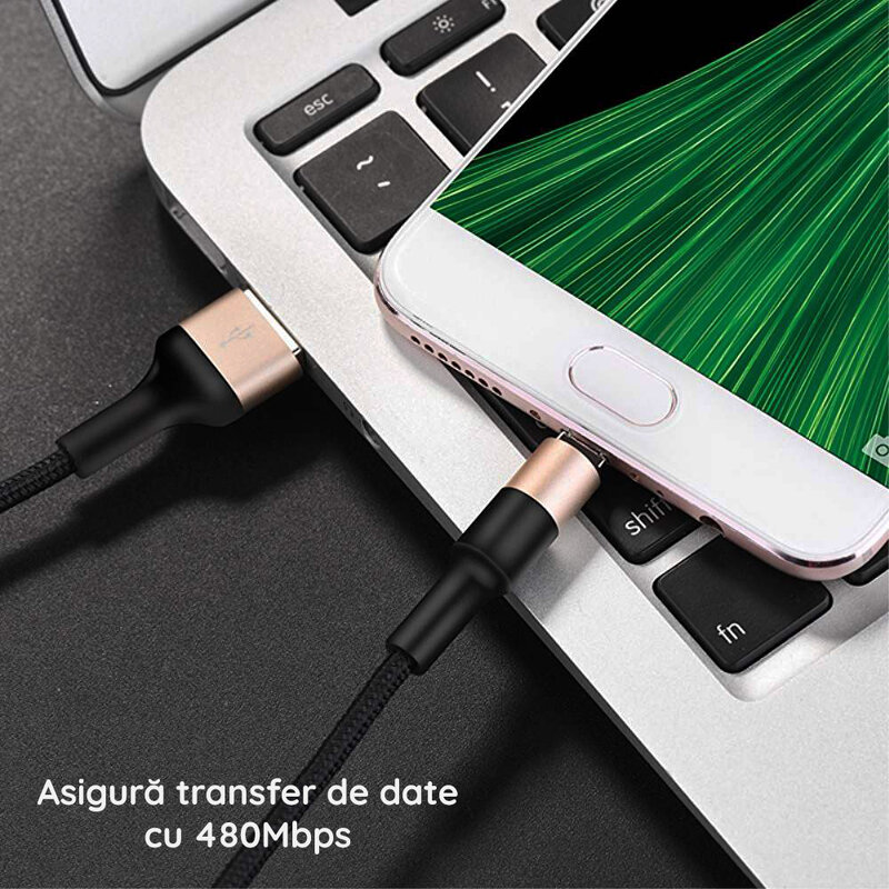 Cablu de date Micro-USB 2A Hoco X26, 1m, auriu