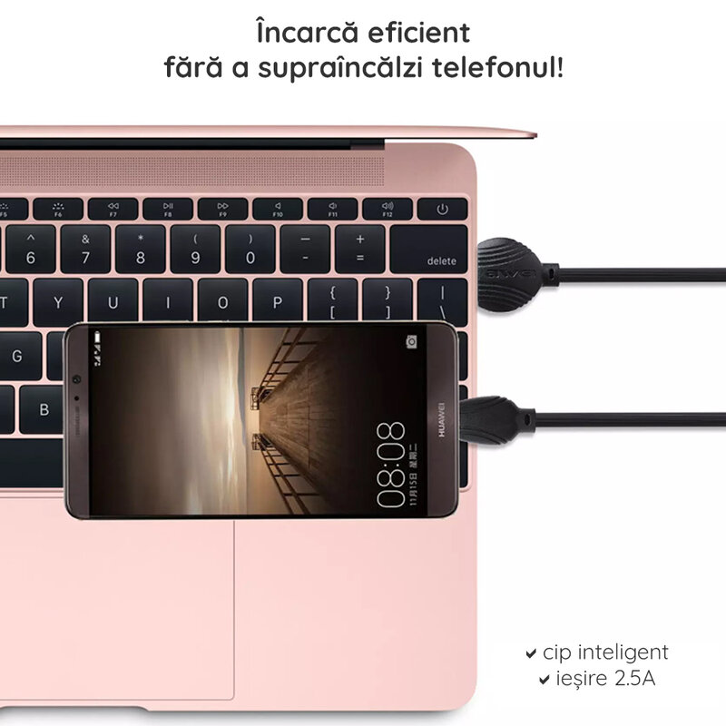 Cablu de date Awei CL-61 Micro-USB Fast Data / Charge – Negru