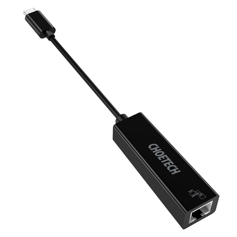 Adaptor USB-C la Ethernet RJ45 1000Mbps Choetech, negru, HUB-R01
