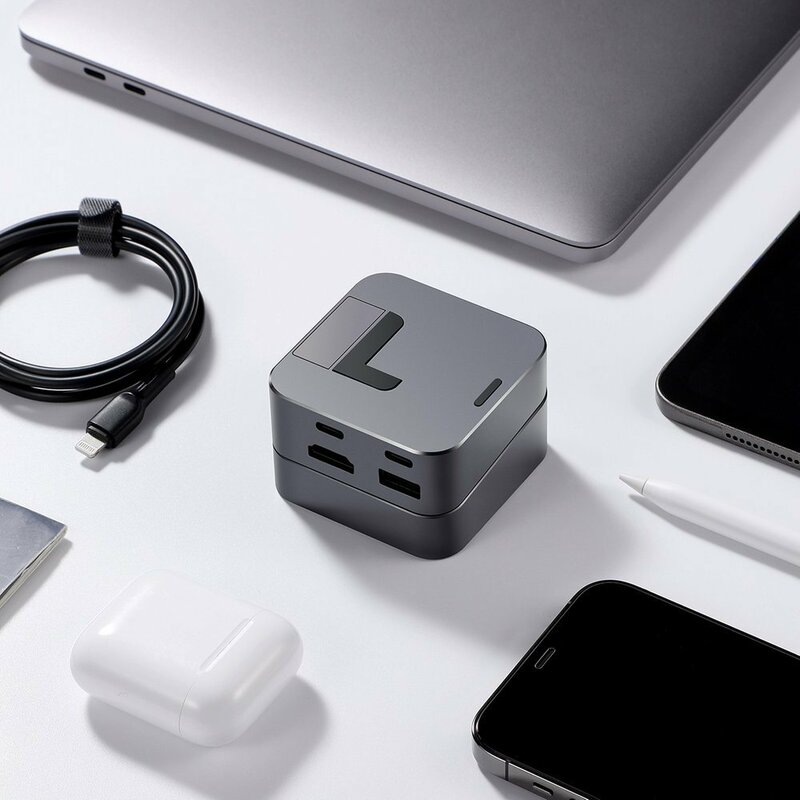 Docking station Macbook Pro Thunderbolt 3 JoyRoom USB, USB-C, HDMI, gri, S-H121