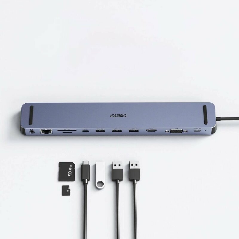 Docking station USB-C Choetech M20 la Type-C, USB, HDMI, SD/ TF, gri
