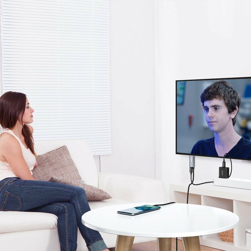 Adaptor USB-C la PD60W, HDMI Choetech, 4K@60Hz, gri, XCH-M180