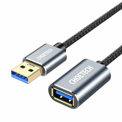 Cablu prelungitor USB mama la USB 3.0 tata Choetech, gri, 2m, XAA001