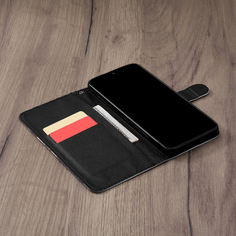 Husa flip Samsung Galaxy A12 3D Colored Painting tip carte, cat tiger