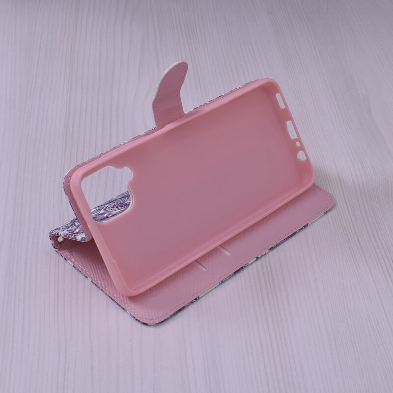 Husa flip Samsung Galaxy A12 3D Colored Painting tip carte, paisley