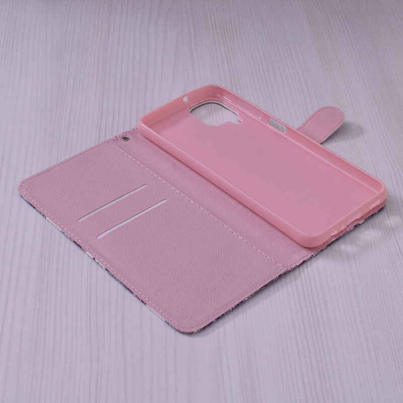 Husa flip Samsung Galaxy A12 3D Colored Painting tip carte, paisley