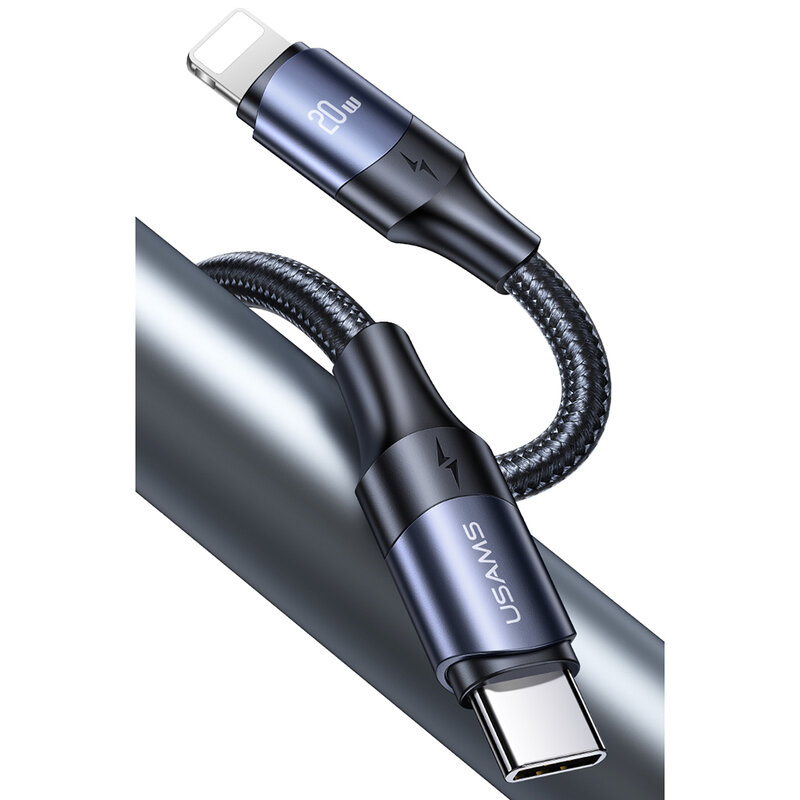 Cablu de date USB-C la Lightning USAMS U71, 20W, 3m, negru
