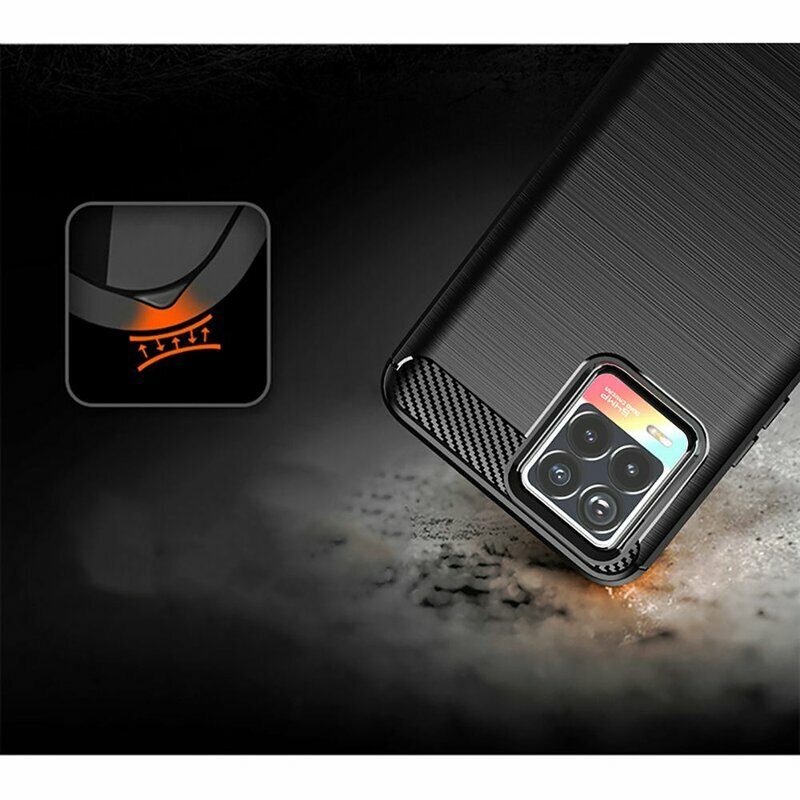 Husa Realme 8 Techsuit Carbon Silicone - Negru