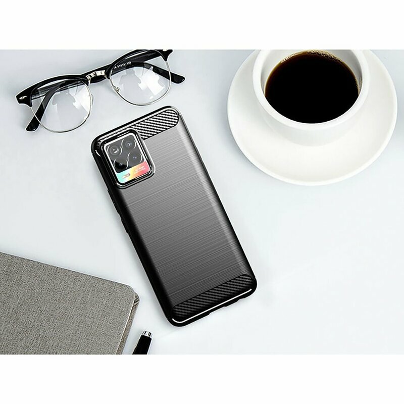 Husa Realme 8 Techsuit Carbon Silicone - Negru