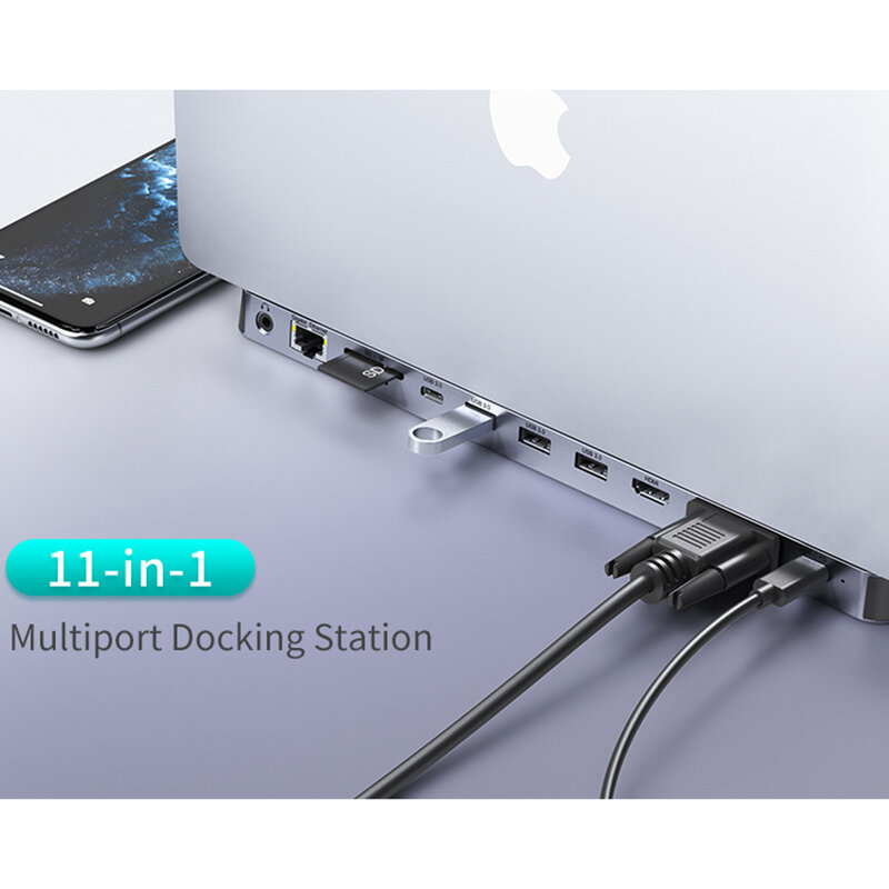 Docking station USB-C Choetech M20 la Type-C, USB, HDMI, SD/ TF, gri