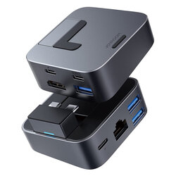 Docking station Macbook Pro Thunderbolt 3 JoyRoom USB, USB-C, HDMI, gri, S-H121