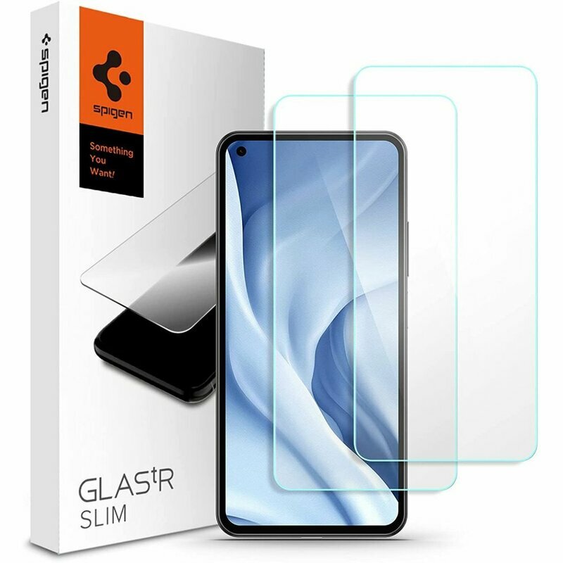 [Pachet 2x] Folie Sticla Xiaomi Mi 11 Lite 5G Spigen Glas.t R Slim 9H - Clear