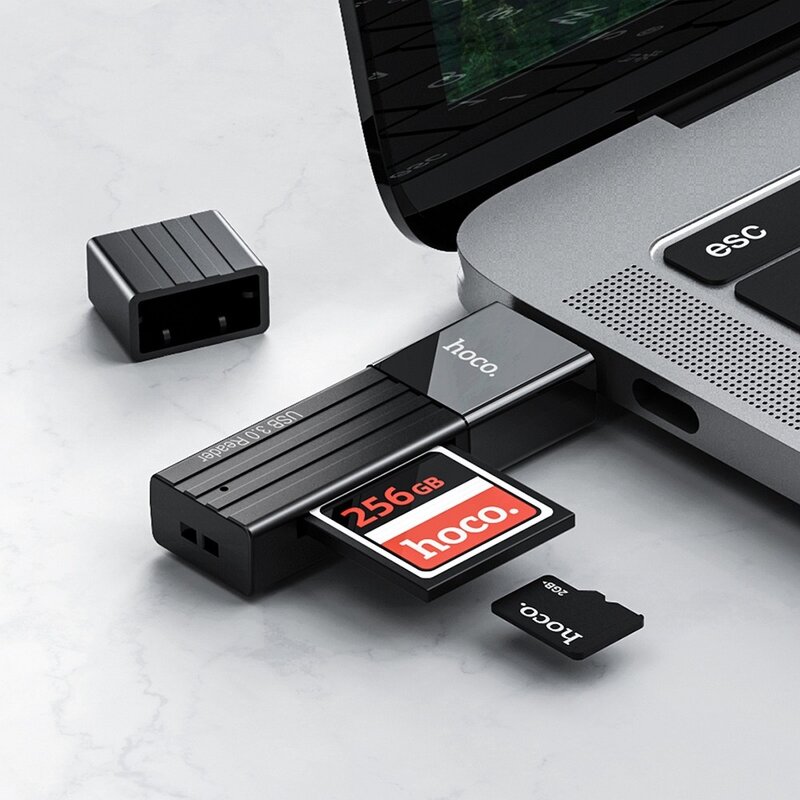Cititor carduri memorie MicroSD, SD Hoco HB20, USB 3.0, negru