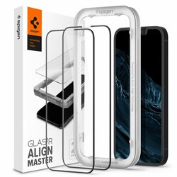 [Pachet 2x] Folie sticla iPhone 13 mini Spigen Glas.tR Align Master, negru