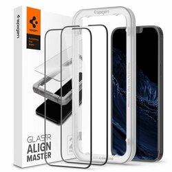 [Pachet 2x] Folie sticla iPhone 13 Pro Max Spigen Glas.tR Align Master, negru