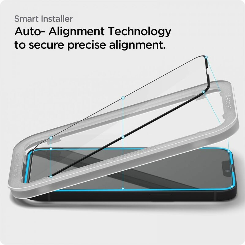 Folie sticla iPhone 13 Spigen Glas.tR Align Master, negru
