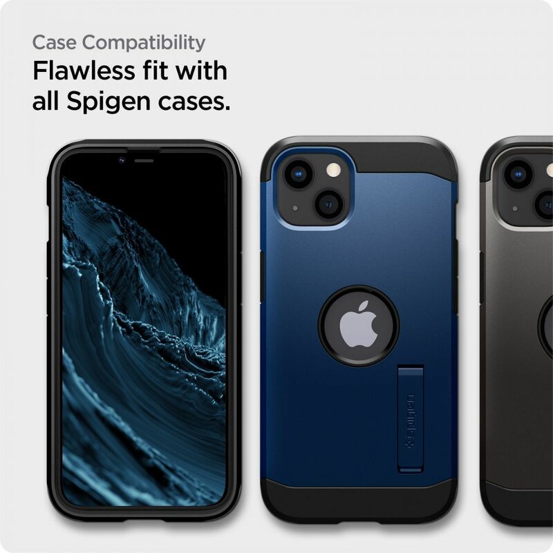 Folie sticla iPhone 13 Spigen Glas.tR Align Master, negru
