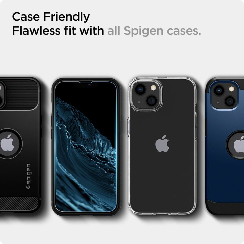 [Pachet 2x] Folie iPhone 13 mini Spigen Glas.tR EZ Fit, protectie senzor, AGL03397