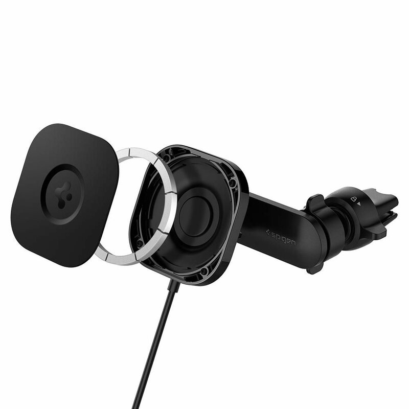 Suport auto Spigen ITS12W, incarcator wireless MagSafe, negru