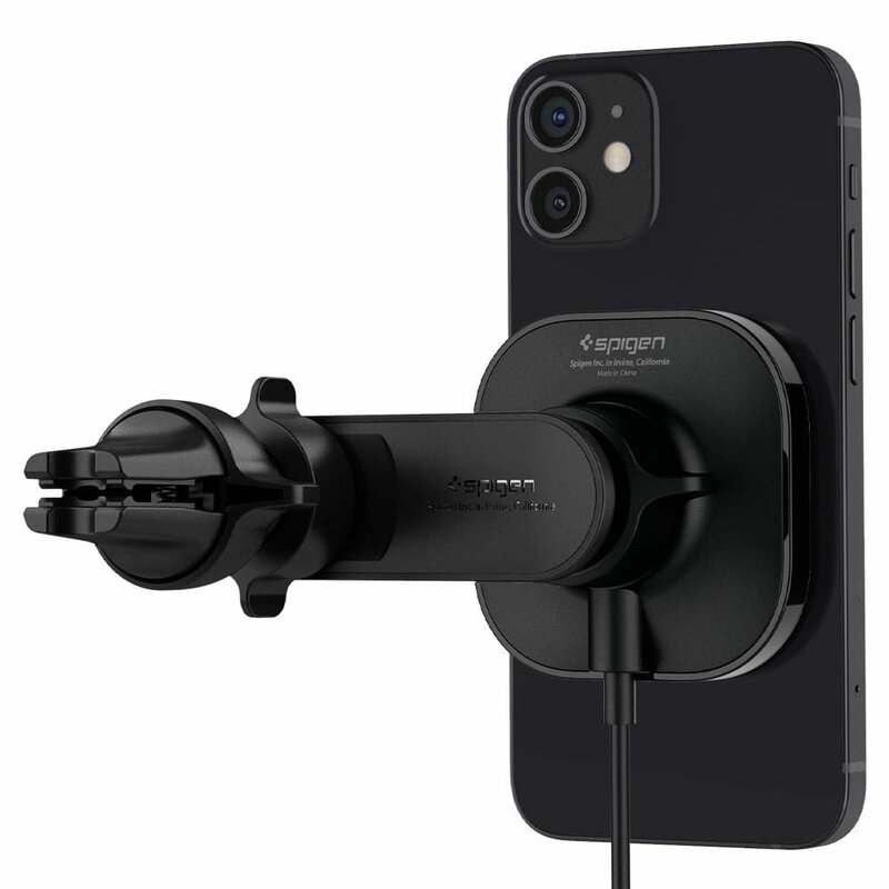 Suport auto Spigen ITS12W, incarcator wireless MagSafe, negru