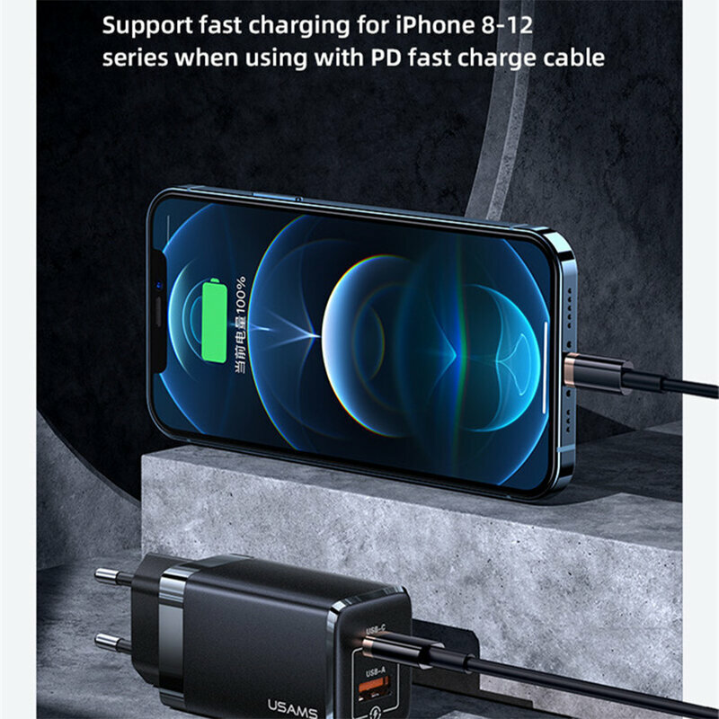 Incarcator priza Usams T41 Type-C PD45W, USB 27W, 47W, alb, US-CC137