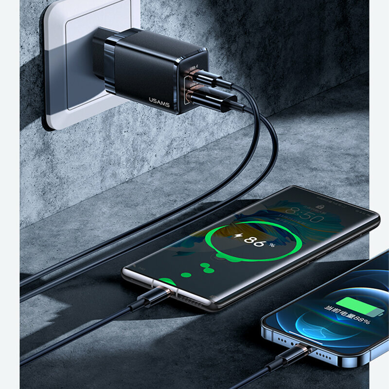 Incarcator priza Usams T41 Type-C PD45W, USB 27W, 47W, alb, US-CC137