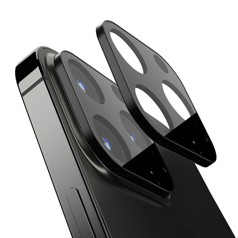 [Pachet 2x] Folie sticla camera iPhone 13 Pro Max Spigen Glas.tR Optik, negru