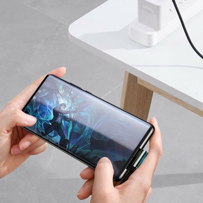 Cablu USB-C 90 grade Baseus Fast Charge 100W, 2m, negru, CATCS-A01