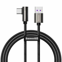 Cablu USB-C 90 grade Baseus Fast Charge 66W, 1m, negru, CATCS-B01