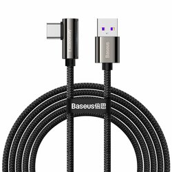 Cablu USB-C 90 grade Baseus Fast Charge 66W, 2m, negru, CATCS-C01