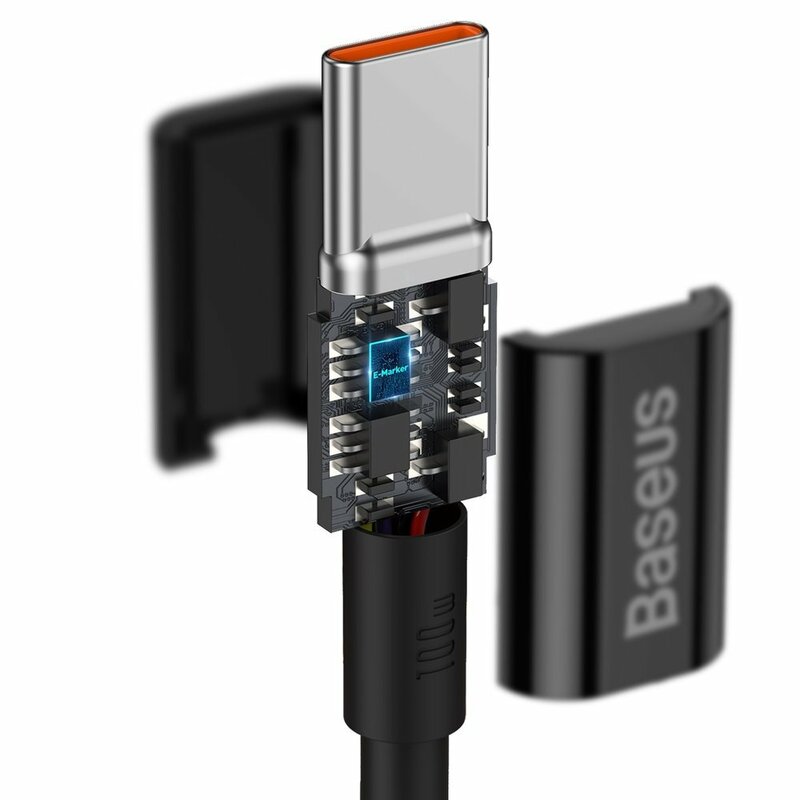 Cablu de date Type-C Baseus Fast Charge 100W, 2m, negru, CATYS-C01