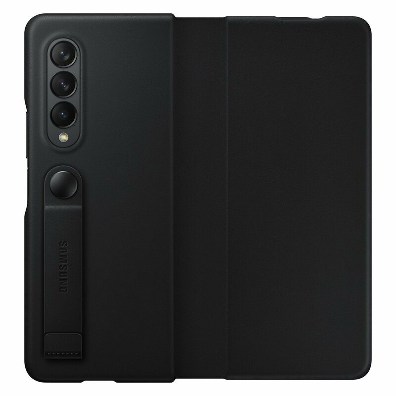 Husa originala Samsung Galaxy Z Fold3 5G Leather Flip Cover, negru