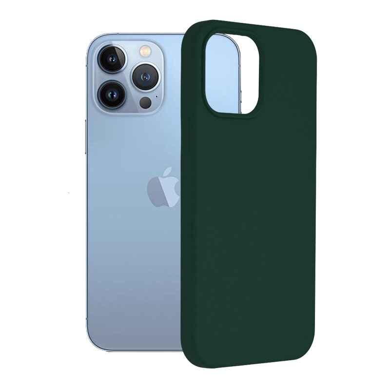 Husa iPhone 13 Pro Max Techsuit Soft Edge Silicone, verde inchis