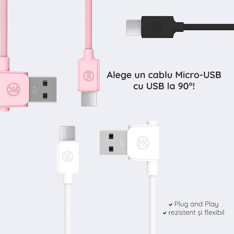 Cablu de date Micro-USB WK Design Junzi WDC-003 Cu Lungimea de 1.0M - Negru