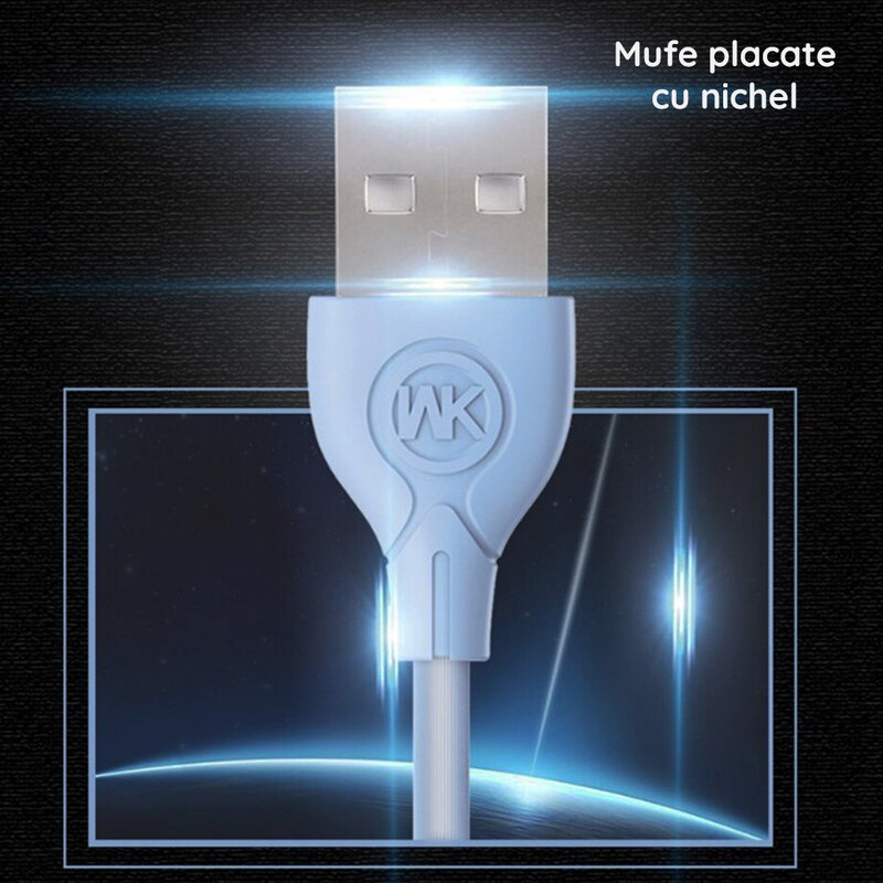 Cablu de date Micro-USB WK Design Ultra Speed Cu Lungimea de 1.0M - Albastru