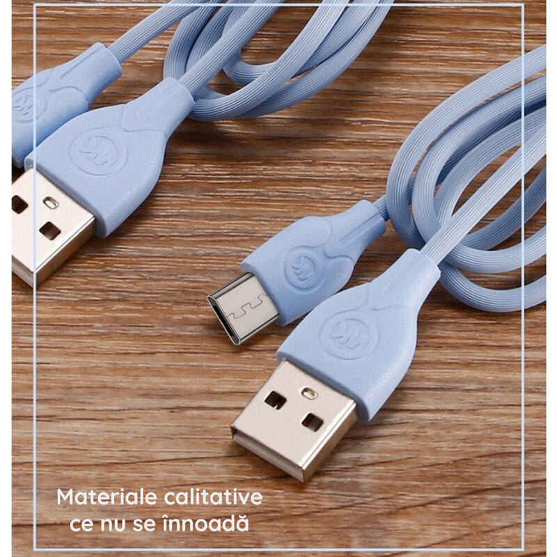 Cablu de date Micro-USB WK Design Ultra Speed Cu Lungimea de 1.0M - Albastru