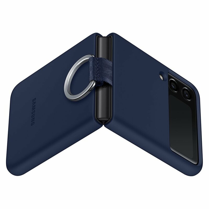 Husa originala Samsung Galaxy Z Flip3 5G Silicone Cover with ring, albastru inchis