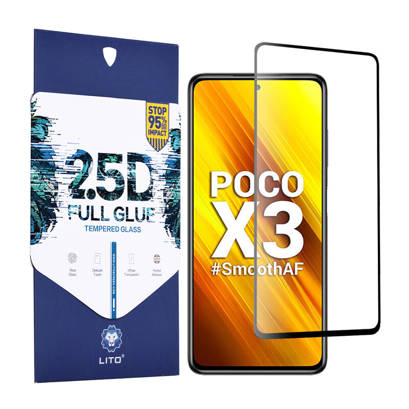 Folie sticla Xiaomi Poco X3 Lito 2.5D Full Glue, negru