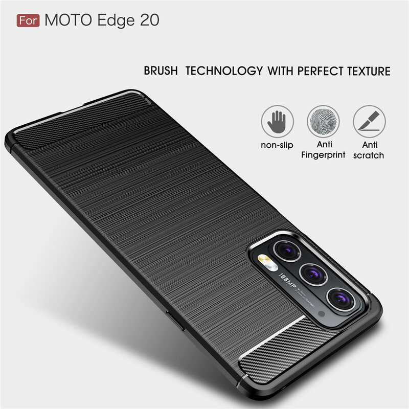 Husa Motorola Edge 20 Techsuit Carbon Silicone - Negru