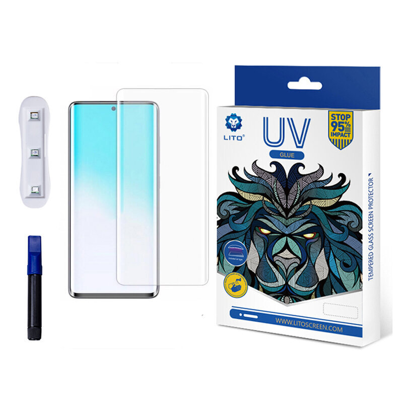 Folie Sticla Samsung Galaxy S20 Ultra Lito UV Glue 9H Cu Lampa Si Adeziv Lichid - Clear