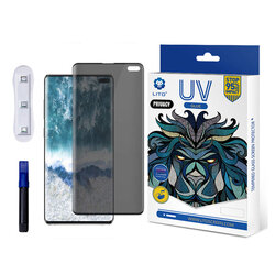Folie Sticla Samsung Galaxy S10 Plus Lito UV Glue PRIVACY 9H Cu Lampa Si Adeziv Lichid - Clear
