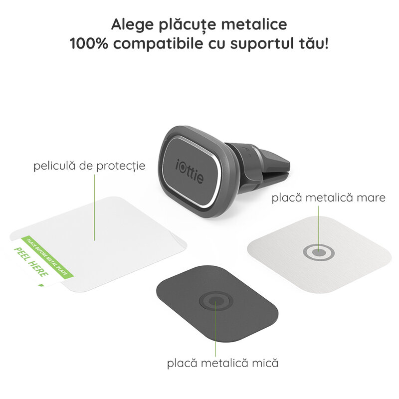 [Set 2x] Placute metalice pentru iOttie iTap 2 Magnetic, negru/ gri