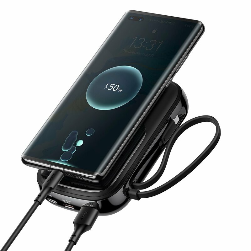 Acumulator extern 20000mAh Baseus cu cablu Type-C, negru, PPQD-I01