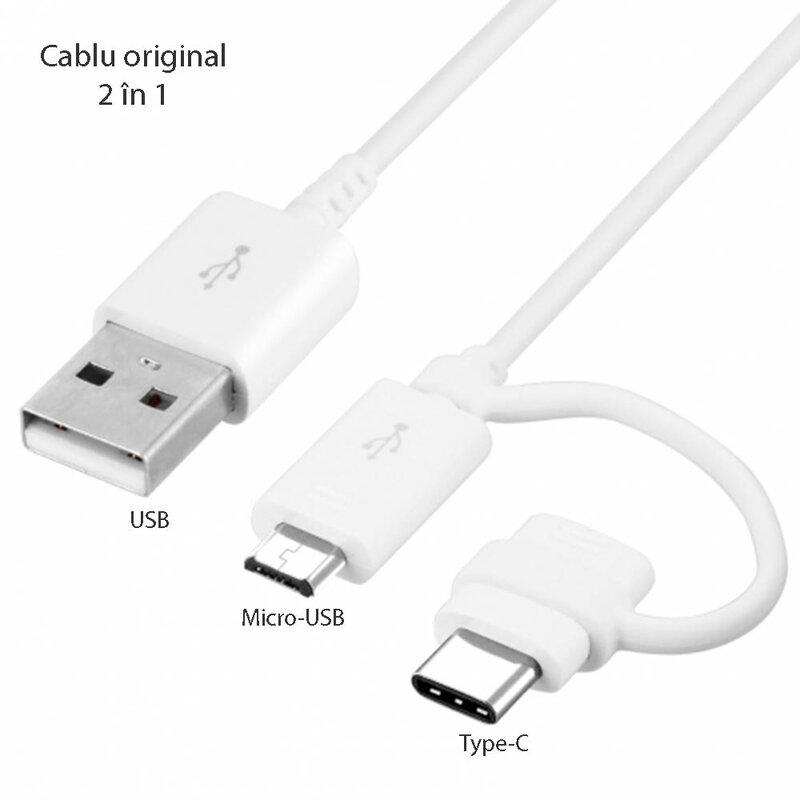 Cablu de date USB la Micro-USB, Type-C Samsung, 1,5m, alb